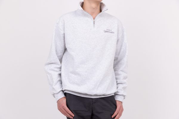 Embroidered Quarter Zip Sweatshirt (Heather Grey)