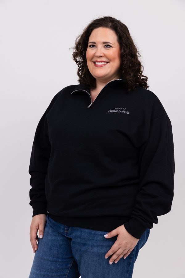 Embroidered Quarter Zip Sweatshirt (Black) - Image 4